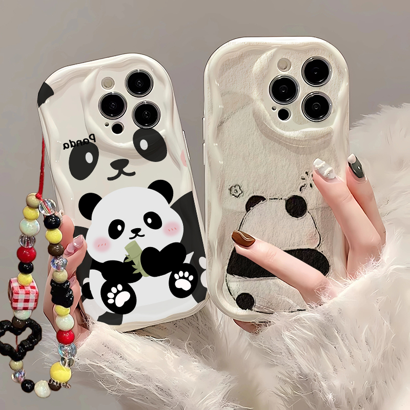 Cute Cartoon Wrist Strap Silicone Case - Cute Panda Wrist Strap Case For