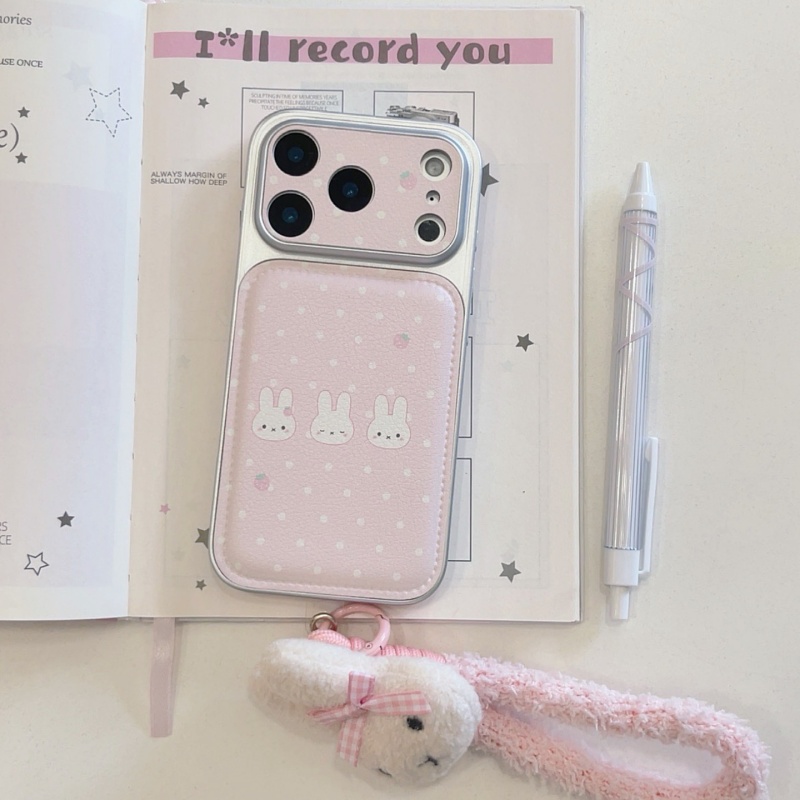 Cute Cartoon Wrist Strap Silicone Case - Cute strawberry Cartoon Miffy Polka Dots