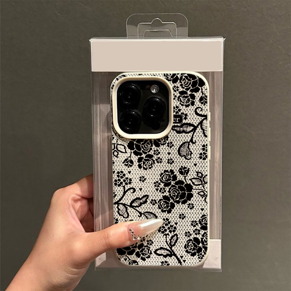 Elegant Black Lace Rose Floral - Vintage Floral Pattern Soft Case recension och pris
