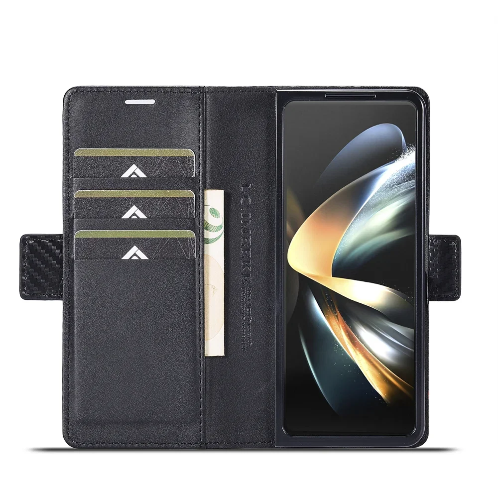 Luxury Carbon Fiber PU Leather - Leather Wallet Card Holder Phone Cover recension och pris