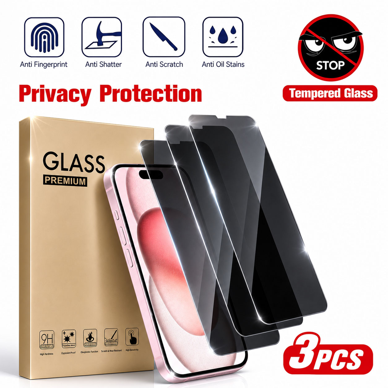 3pcs Privacy Screen Protector, - Anti Spy Privacy Glass Case recension och pris
