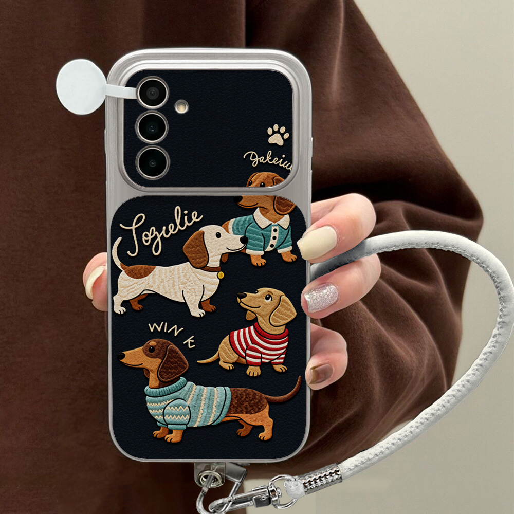 Cartoon Dachshund Phone Case F - Cute Cartoon Wrist Strap Silicone Case recension och pris