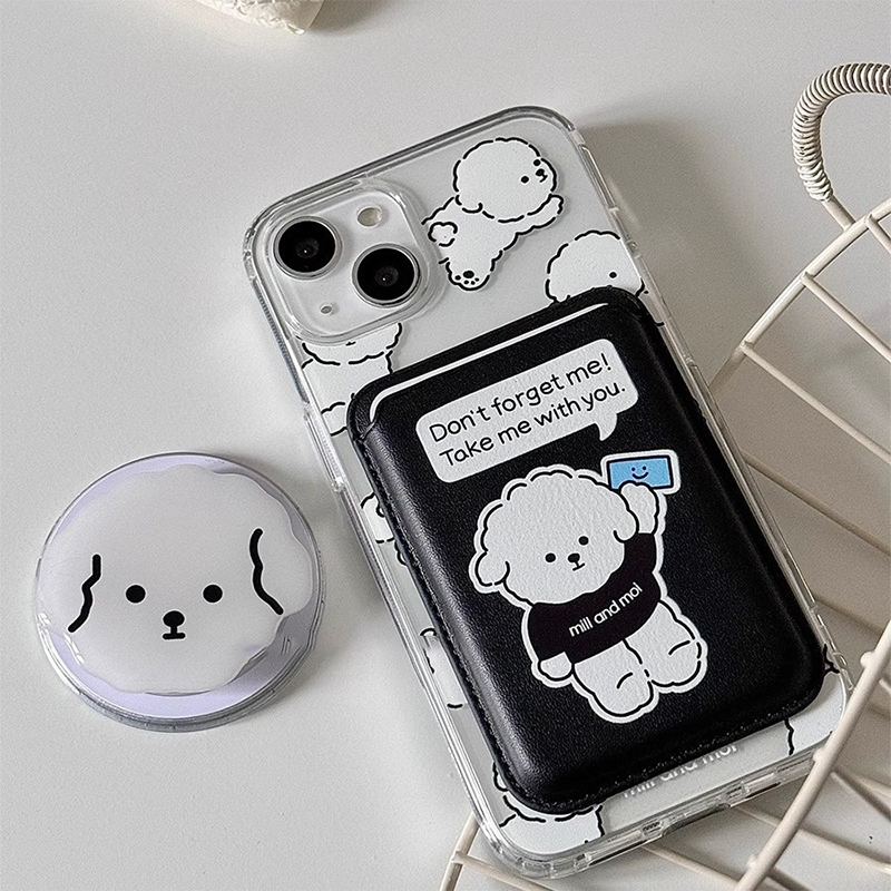Cute Dog Cartoon Magnetic Phon - Leather Wallet Card Holder Phone Cover recension och pris