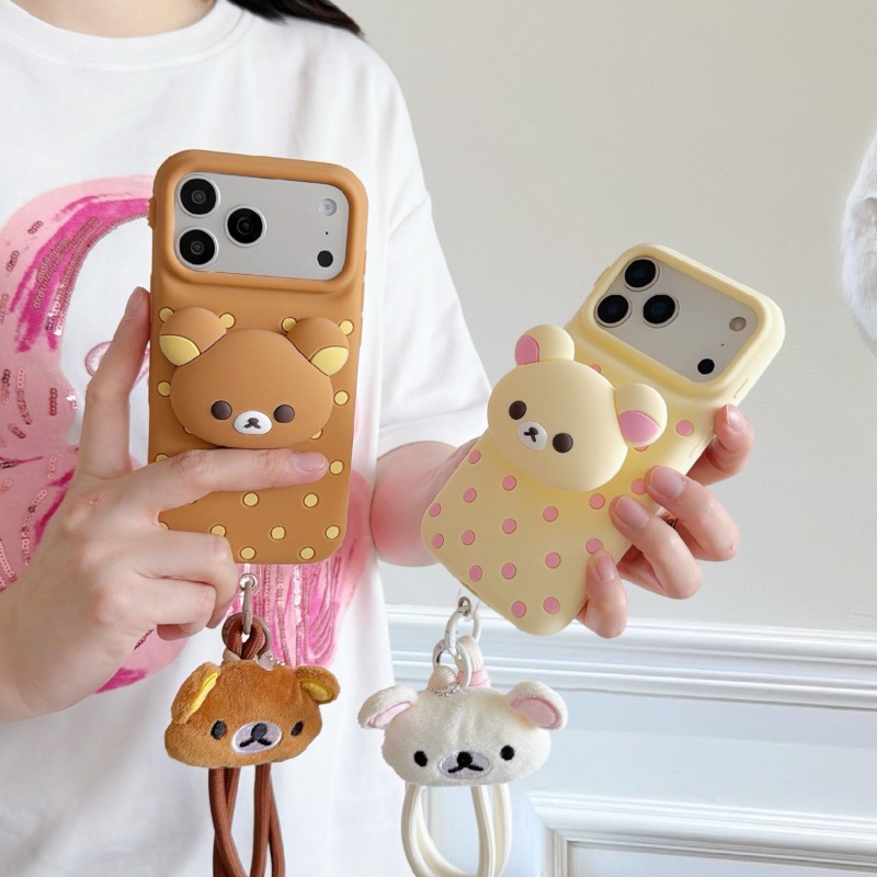 3D Rilakkuma Bear Polka Dot Si - Cute Cartoon Wrist Strap Silicone Case recension och pris