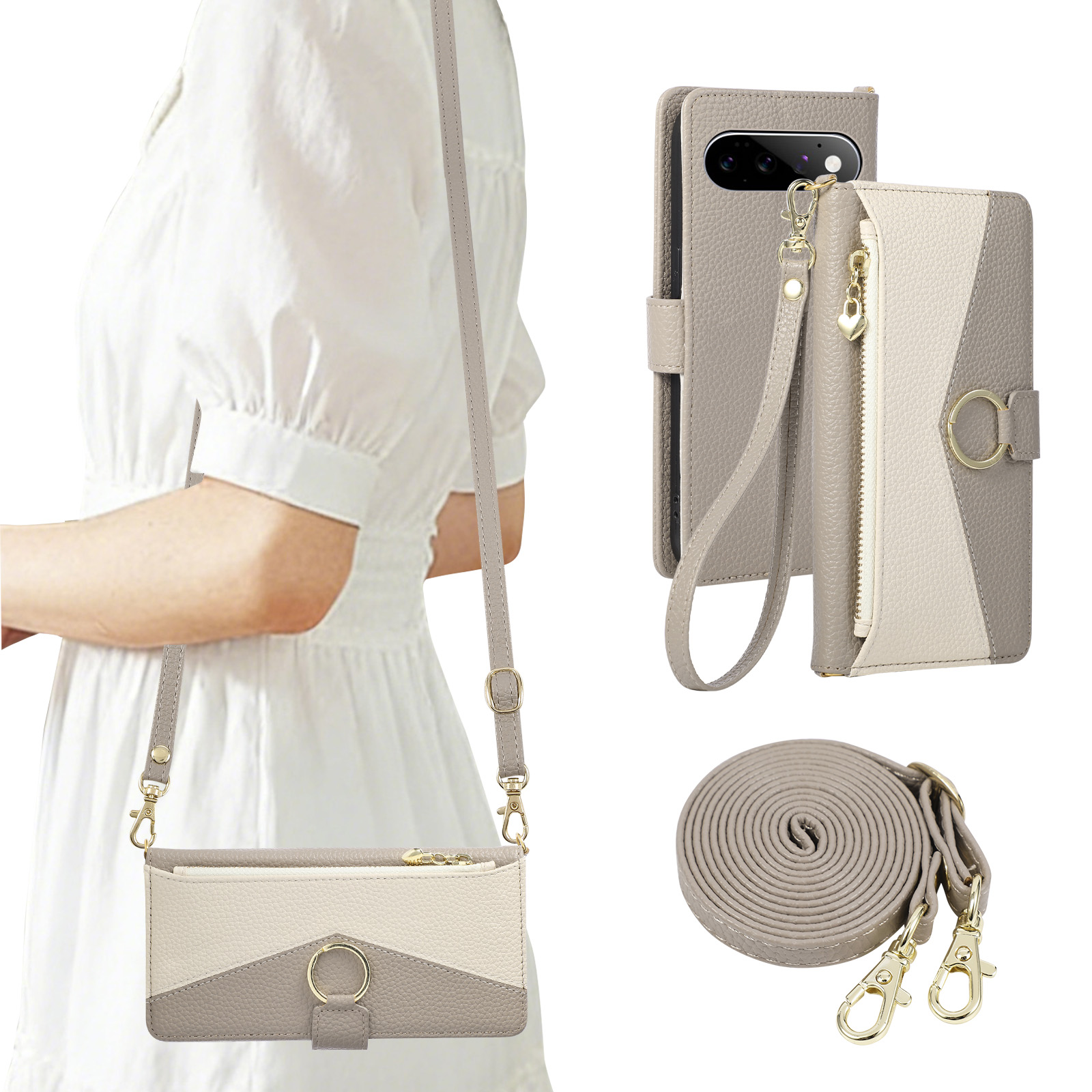 Crossbody Long Lanyard Flip Ca - Leather Wallet Card Holder Phone Cover recension och pris