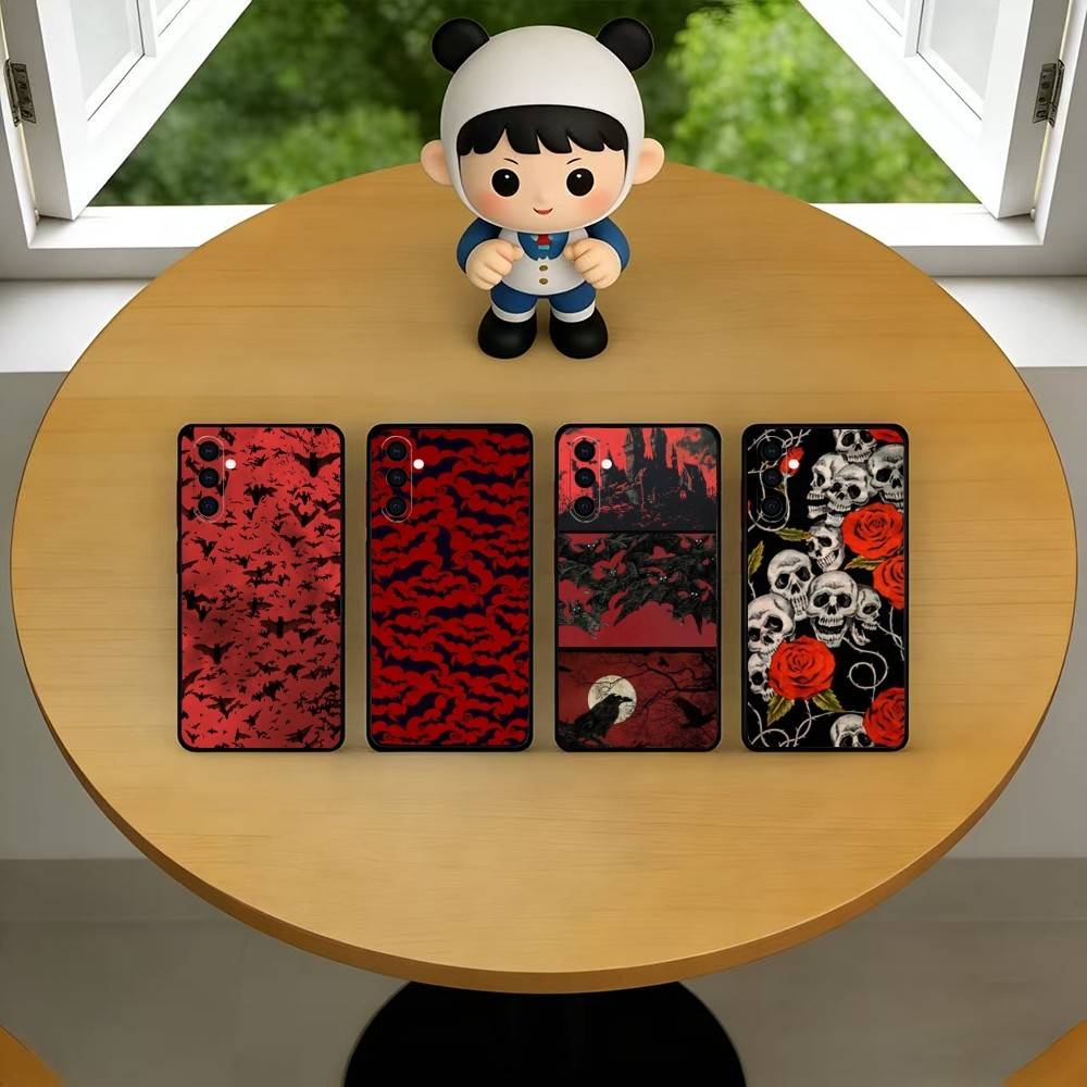 Vintage Red Bats Skull Trendy  - Vintage Floral Pattern Soft Case recension och pris