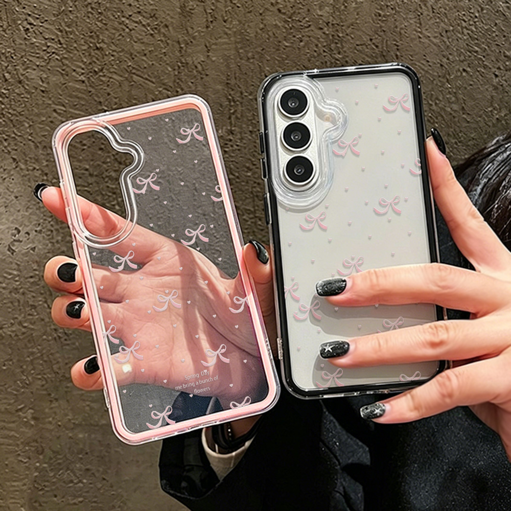 Cute Pink Bow Soft Phone Case  - Clear Shockproof Bumper Case recension och pris