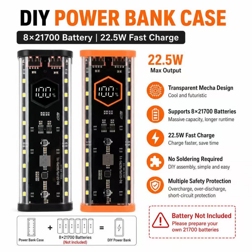 8*21700 Battery Case 22.5W Fas - Power Banks recension och pris