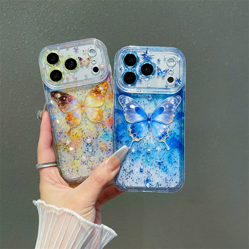 Luxury Colorful Sequins Butter - Clear Shockproof Bumper Case recension och pris