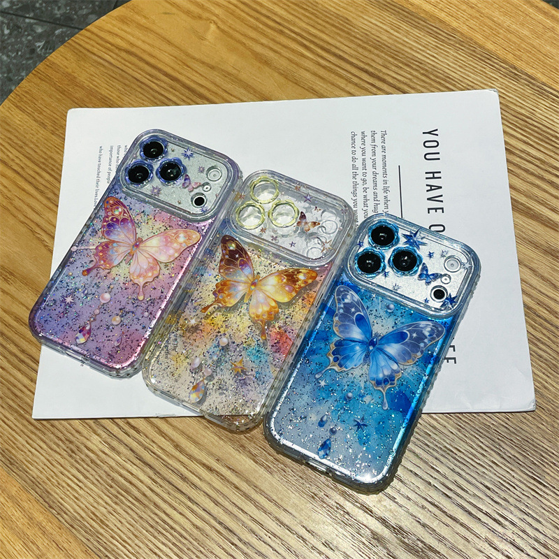 Luxury Colorful Sequins Butter - Clear Shockproof Bumper Case recension och pris