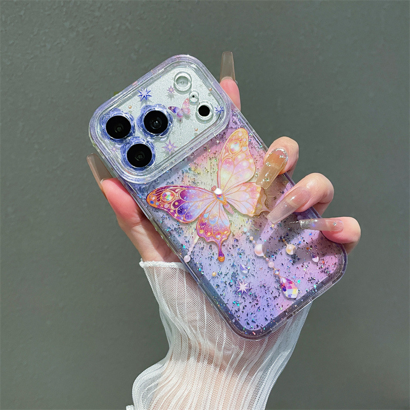 Luxury Colorful Sequins Butter - Clear Shockproof Bumper Case recension och pris
