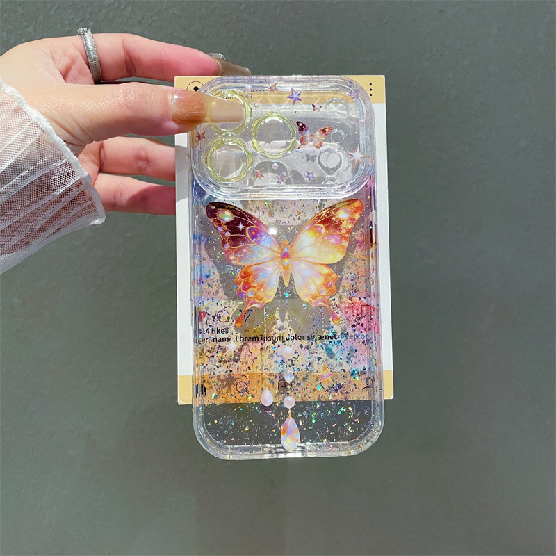 Luxury Colorful Sequins Butter - Clear Shockproof Bumper Case recension och pris